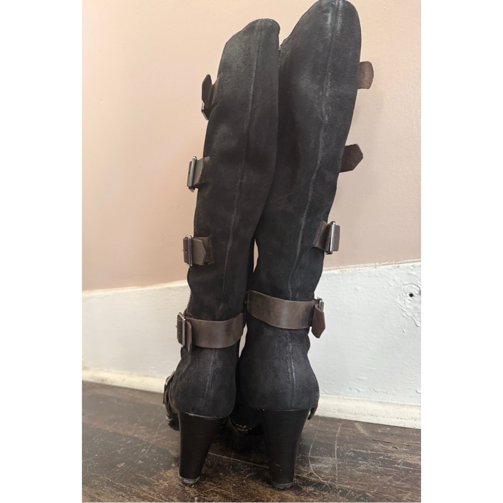 Sofft Stockholm Suede Knee High Boots 7 Buckles Gothic Steampunk Victorian Witch - Picture 4 of 5